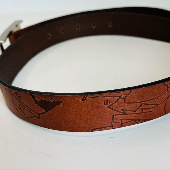 Eagles Wings Notre Dame Embossed Brown Leather Belt  Size 32 - Picture 4 of 4